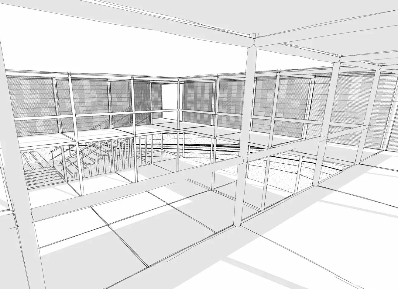 Hand sketch of the pavilion's first floor